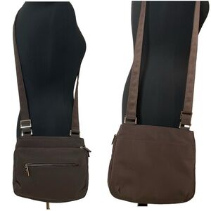 New HOBO International Multi Pockets  Crossbody Bag Canvas Brown